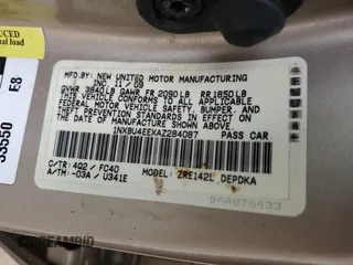 2010 Toyota Corolla с VIN 1NXBU4EEXAZ284087, выставлен на аукционе Copart как лот 57619745 с пробегом 204 943 миль миль и Списание • Salvage title. История ставок и продаж доступна на DreamBid. Изображение 12.