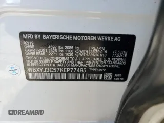 2019 BMW X2 sDrive28i with VIN WBXYJ3C57KEP77485, listed as a Copart auction lot 46345725 with 80,811 mi miles and Salvage Title. Bid and sale history available at carsss.com. Image 14.