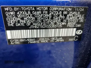 2025 Lexus IS with VIN JTHBZ1B2XS5083105, listed as a Copart auction lot 53429335 with 724 mi miles and Salvage Title. Bid and sale history available at carsss.com. Image 12.