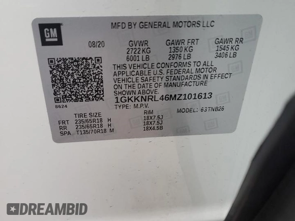 2021 GMC Acadia SLE with VIN 1GKKNRL46MZ101613, listed as a Copart auction lot 85416554 with 32,834 mi miles and Salvage Title. Bid and sale history available at carsss.com. Image 13.