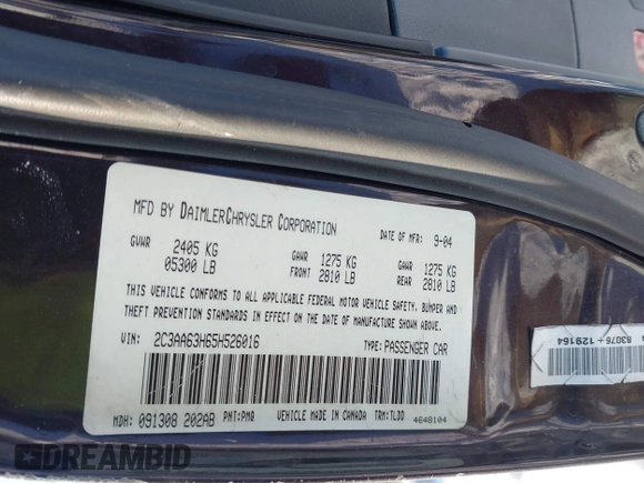 2005 Chrysler 300 with VIN 2C3AA63H65H526016, listed as a IAAI auction lot 41296420 with 136,794 mi miles. Bid and sale history available at carsss.com. Image 9.