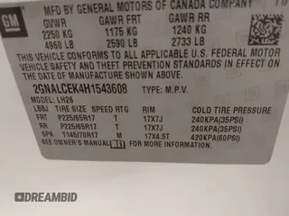 2017 Chevrolet Equinox LT with VIN 2GNALCEK4H1543608, listed as a IAAI auction lot 41989877 with 105,008 mi miles. Bid and sale history available at carsss.com. Image 9.