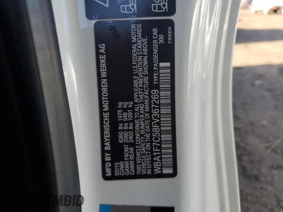 2015 BMW 2 Series 228i xDrive with VIN WBA1F7C58FV367269, listed as a Copart auction lot 87902715 with 67,151 mi miles and Salvage Title. Bid and sale history available at carsss.com. Image 12.