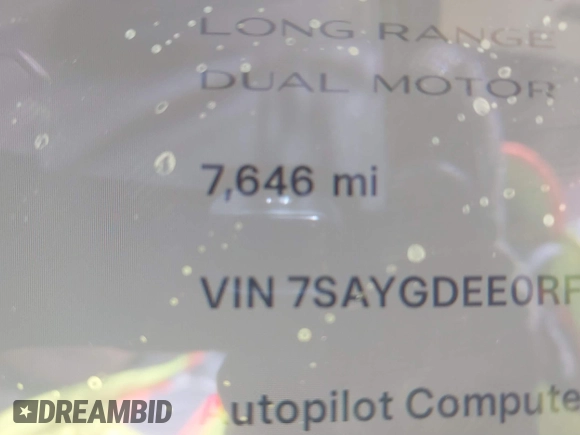 2024 Tesla Model Y Long Range with VIN 7SAYGDEE0RF209847, listed as a IAAI auction lot 41447620 with 7,646 mi miles and . Bid and sale history available at DreamBid. Image 15.