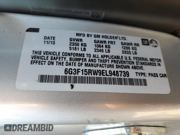 2014 Chevrolet SS z VIN 6G3F15RW9EL948739, wystawiony jako Copart lot #70714954 z przebiegiem Nie podano mil oraz Szkoda całkowita • Salvage title. Historia ofert i sprzedaży dostępna na DreamBid. Obrazek 12.