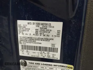 2012 Ford F-150 XL with VIN 1FTFW1EF7CKD37009, listed as a IAAI auction lot 42369432 with Not provided miles and . Bid and sale history available at DreamBid. Image 9.