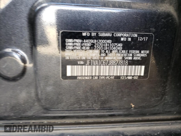 2018 Subaru WRX Premium with VIN JF1VA1C67J8827818, listed as a Copart auction lot 78274574 with 81,527 mi miles and Salvage Title. Bid and sale history available at carsss.com. Image 13.