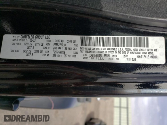 2014 Jeep Wrangler Unlimited Sahara with VIN 1C4BJWEG6EL185501, listed as a Copart auction lot 51538065 with 102,866 mi miles and Salvage Title. Bid and sale history available at carsss.com. Image 13.