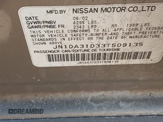 2003 Nissan Maxima SE z VIN JN1DA31D33T509135, wystawiony jako IAAI lot #41648488 z przebiegiem Nie podano mil oraz . Historia ofert i sprzedaży dostępna na DreamBid. Obrazek 9.