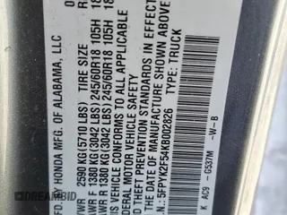 2019 Honda Ridgeline RTL z VIN 5FPYK2F54KB002826, wystawiony jako Copart lot #88521195 z przebiegiem 71 360 mil mil oraz Szkoda całkowita • Salvage title. Historia ofert i sprzedaży dostępna na DreamBid. Obrazek 12.