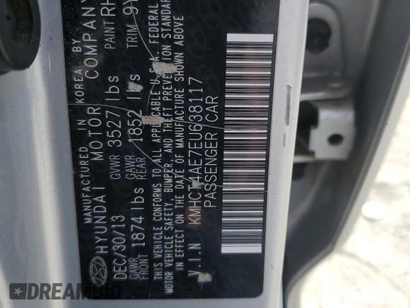 2014 Hyundai Accent GLS with VIN KMHCT4AE7EU638117, listed as a Copart auction lot 49816955 with 189,255 mi miles and Salvage Title. Bid and sale history available at carsss.com. Image 14.