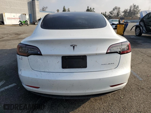 2020 Tesla Model 3 Long Range with VIN 5YJ3E1EB7LF735448, listed as a Copart auction lot 43222385 with 0 mi miles and Salvage Title. Bid and sale history available at carsss.com. Image 6.