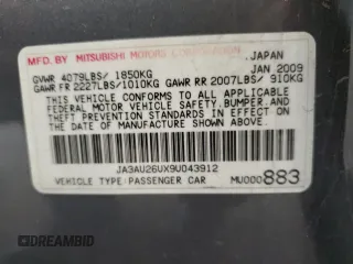 2009 Mitsubishi Lancer ES with VIN JA3AU26UX9U043912, listed as a Copart auction lot 82903594 with 186,077 mi miles and Clean Title. Bid and sale history available at DreamBid. Image 13.