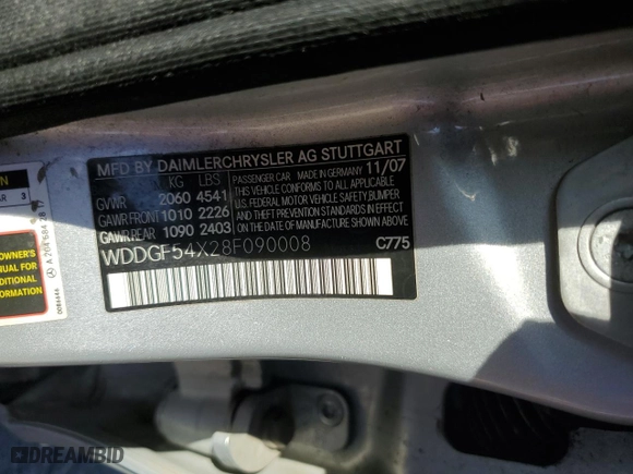 2008 Mercedes-Benz C-Class 3.0L Sport with VIN WDDGF54X28F090008, listed as a Copart auction lot 46546195 with 273,141 mi miles and Salvage Title. Bid and sale history available at carsss.com. Image 14.