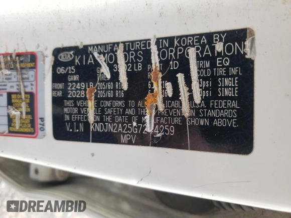 2016 Kia Soul with VIN KNDJN2A25G7244259, listed as a Copart auction lot 50251205 with 177,990 mi miles and Salvage Title. Bid and sale history available at carsss.com. Image 12.