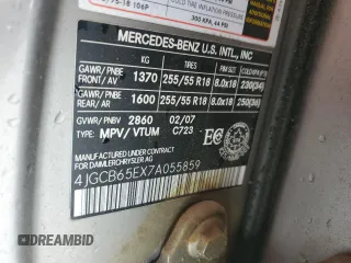 2007 Mercedes-Benz R 3.5L with VIN 4JGCB65EX7A055859, listed as a Copart auction lot 60690715 with Not provided miles and Salvage title. Bid and sale history available at DreamBid. Image 14.