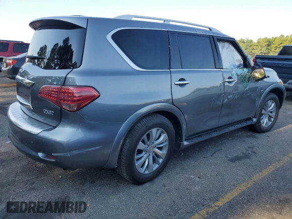 2017 Infiniti QX80 with VIN JN8AZ2NF9H9641632, listed as a Copart auction lot 66588634 with 103,172 mi miles and Salvage Title. Bid and sale history available at carsss.com. Image 3.