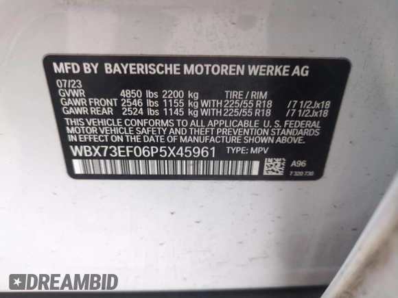 2023 BMW X1 xDrive28i with VIN WBX73EF06P5X45961, listed as a Copart auction lot 56417925 with 32,036 mi miles and Clean title. Bid and sale history available at DreamBid. Image 13.