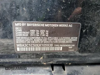 2014 BMW 3 Series 328i with VIN WBA3C1C50EK105938, listed as a Copart auction lot 57499235 with 147,083 mi miles and Salvage title. Bid and sale history available at DreamBid. Image 12.