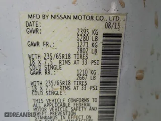 2015 Nissan Murano SL with VIN 5N1AZ2MH9FN264038, listed as a Copart auction lot 51500765 with 65,191 mi miles and Salvage Title. Bid and sale history available at carsss.com. Image 16.