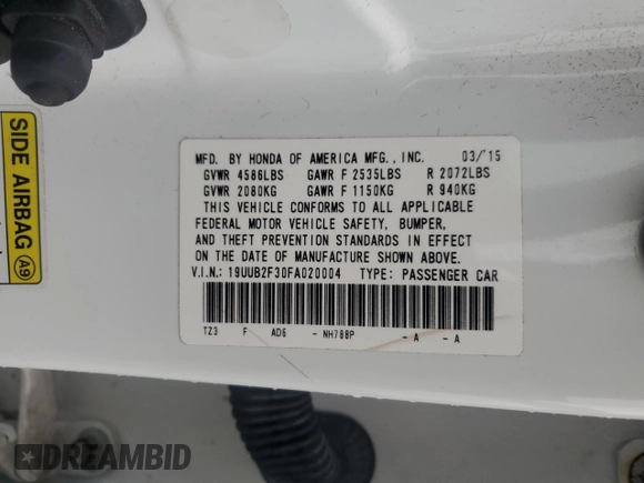 2015 Acura TLX V6 z VIN 19UUB2F30FA020004, wystawiony jako Copart lot #61571975 z przebiegiem 90 012 mil mil oraz Szkoda całkowita • Salvage title. Historia ofert i sprzedaży dostępna na DreamBid. Obrazek 12.