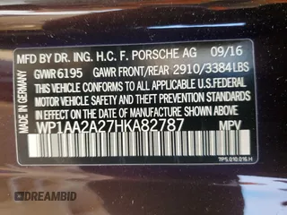 2017 Porsche Cayenne z VIN WP1AA2A27HKA82787, wystawiony jako Copart lot #57908165 z przebiegiem 47 031 mil mil oraz Szkoda całkowita • Salvage title. Historia ofert i sprzedaży dostępna na DreamBid. Obrazek 14.