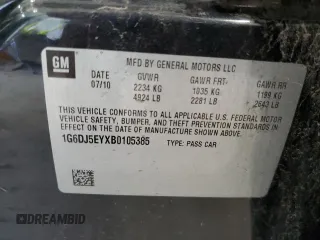 2011 Cadillac CTS Performance with VIN 1G6DJ5EYXB0105385, listed as a Copart auction lot 54599894 with 273,401 mi miles and Salvage Title. Bid and sale history available at carsss.com. Image 14.
