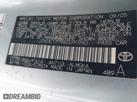 2006 Scion tC with VIN JTKDE177960090990, listed as a IAAI auction lot 41690362 with 197,613 mi miles. Bid and sale history available at carsss.com. Image 9.
