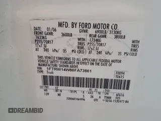2006 Ford F-150 XLT z VIN 1FTRW14W86FA73861, wystawiony jako Copart lot #55177615 z przebiegiem 180 393 mil mil oraz Szkoda całkowita • Salvage title. Historia ofert i sprzedaży dostępna na DreamBid. Obrazek 12.