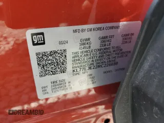 2024 Chevrolet Trax 2RS with VIN KL77LJE22RC226698, listed as a Copart auction lot 50326145 with 5,962 mi miles and Salvage Title. Bid and sale history available at DreamBid. Image 13.