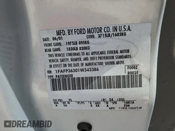 2001 Ford Focus SE with VIN 1FAFP36301W343386, listed as a Copart auction lot 78398514 with Not Provided miles and Salvage Title. Bid and sale history available at carsss.com. Image 13.