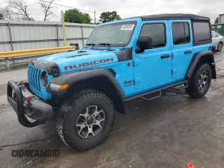 2021 Jeep Wrangler Unlimited Rubicon with VIN 1C4JJXFM4MW617635, listed as a Copart auction lot 58956205 with 52,995 mi miles and Salvage title. Bid and sale history available at DreamBid. Image 1.