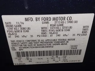 2017 Ford Explorer XLT with VIN 1FM5K7DH9HGB38952, listed as a IAAI auction lot 42381832 with 98,871 mi miles and . Bid and sale history available at DreamBid. Image 9.
