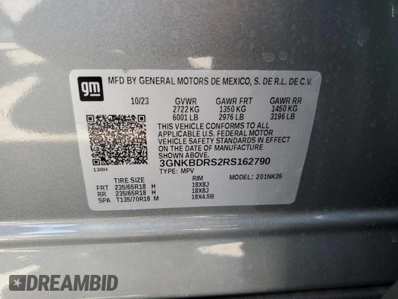 2024 Chevrolet Blazer LT z VIN 3GNKBDRS2RS162790, wystawiony jako Copart lot #65493214 z przebiegiem 4 240 mil mil oraz Szkoda całkowita • Salvage title. Historia ofert i sprzedaży dostępna na DreamBid. Obrazek 15.
