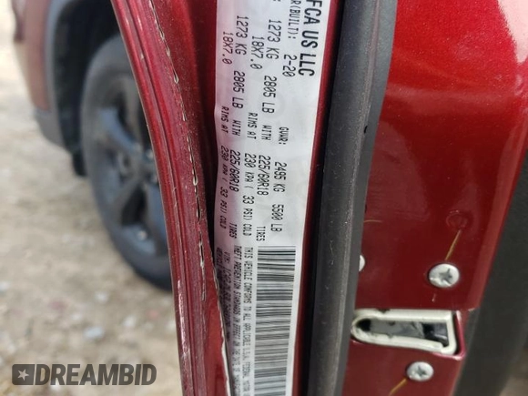 2020 Jeep Cherokee Latitude Plus with VIN 1C4PJMLB3LD603179, listed as a Copart auction lot 56113904 with 61,624 mi miles and Salvage title. Bid and sale history available at DreamBid. Image 12.
