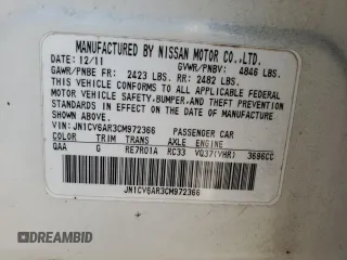 2012 Infiniti G37 x with VIN JN1CV6AR3CM972366, listed as a Copart auction lot 46190825 with Not Provided miles and Clean Title. Bid and sale history available at carsss.com. Image 12.