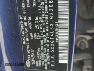 2018 Kia Optima S z VIN 5XXGT4L33JG226861, wystawiony jako Copart lot #60978105 z przebiegiem Nie podano mil oraz Szkoda całkowita • Salvage title. Historia ofert i sprzedaży dostępna na DreamBid. Obrazek 12.