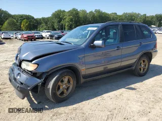 2002 BMW X5 3.0i with VIN 5UXFA53502LV72861, listed as a Copart auction lot 72165804 with 184,596 mi miles and Salvage Title. Bid and sale history available at carsss.com. Image 1.