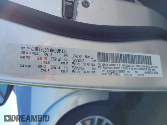 2013 Dodge Journey SXT with VIN 3C4PDDBG4DT506900, listed as a IAAI auction lot 42032379 with 130,911 mi miles and . Bid and sale history available at DreamBid. Image 9.