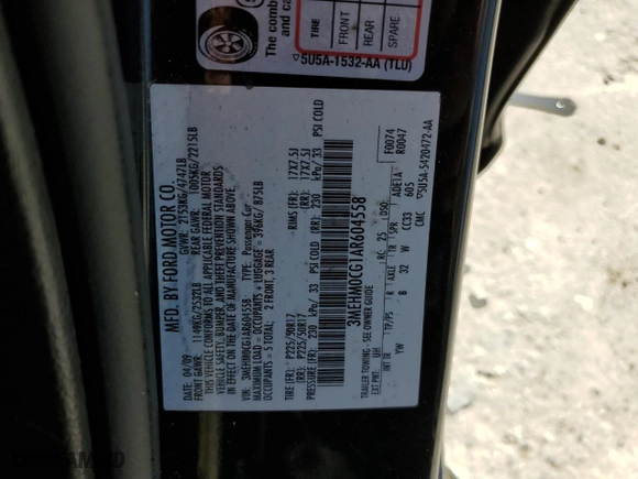 2010 Mercury Milan Premier with VIN 3MEHM0CG1AR604558, listed as a Copart auction lot 48333285 with 84,919 mi miles and Salvage Title. Bid and sale history available at carsss.com. Image 12.