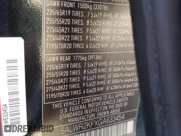 2016 Land Rover Range Rover Sport HSE z VIN SALWR2KFXGA633454, wystawiony jako Copart lot #52644705 z przebiegiem 116 664 mil mil oraz Tytuł czysty. Historia ofert i sprzedaży dostępna na DreamBid. Obrazek 14.