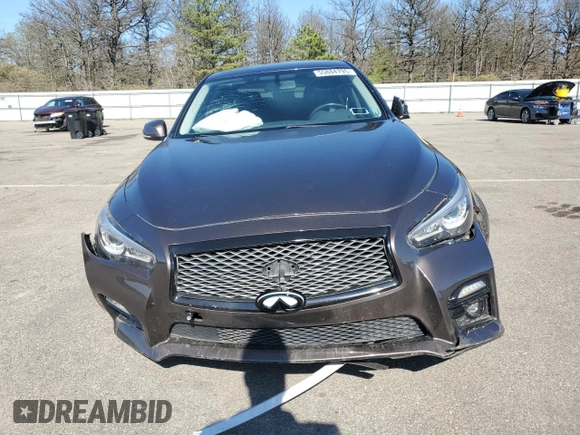 2015 Infiniti Q50 with VIN JN1BV7AR9FM405679, listed as a Copart auction lot 55884795 with 104,419 mi miles and Salvage title. Bid and sale history available at DreamBid. Image 5.