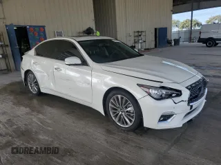 2023 Infiniti Q50 Luxe with VIN JN1EV7BPXPM510470, listed as a Copart auction lot 44040375 with 19,824 mi miles and Salvage Title. Bid and sale history available at DreamBid. Image 4.