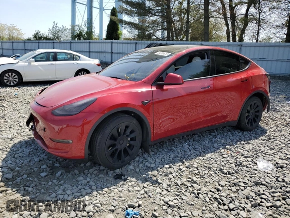 2021 Tesla Model Y Long Range z VIN 5YJYGDEE3MF189258, wystawiony jako Copart lot #54363615 z przebiegiem 56 315 mil mil oraz Szkoda całkowita • Salvage title. Historia ofert i sprzedaży dostępna na DreamBid. Obrazek 1.