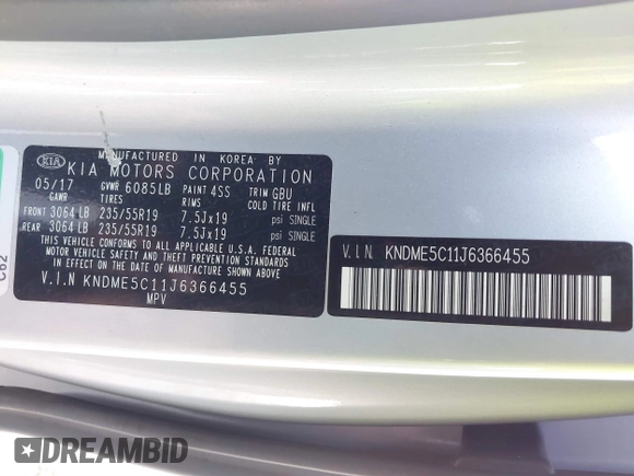 2018 Kia Sedona SX-L with VIN KNDME5C11J6366455, listed as a IAAI auction lot 40508393 with 1 mi miles. Bid and sale history available at carsss.com. Image 8.