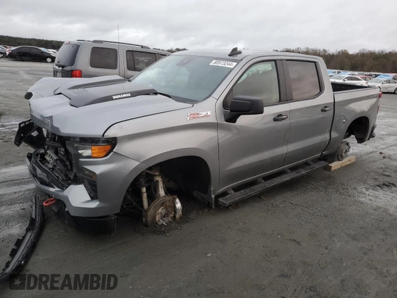 2024 Chevrolet Silverado 1500 Custom Trail Boss with VIN 3GCUDCE81RG175291, listed as a Copart auction lot 80973244 with 14,674 mi miles and Salvage Title. Bid and sale history available at carsss.com. Image 1.