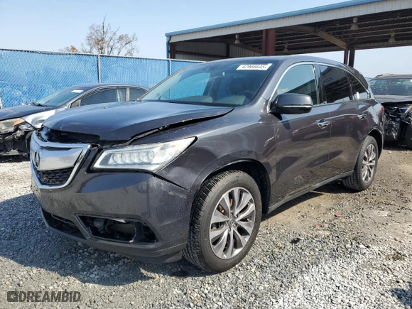 2015 Acura MDX Tech Pkg with VIN 5FRYD3H45FB003243, listed as a Copart auction lot 42966645 with 117,961 mi miles and Salvage Title. Bid and sale history available at carsss.com. Image 1.