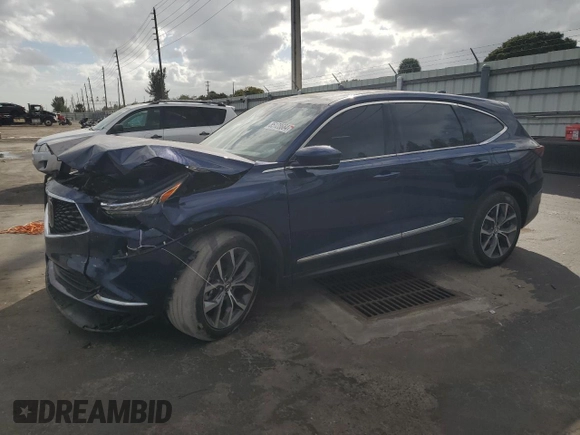 2023 Acura MDX w/Technology Package with VIN 5J8YD9H4XPL005638, listed as a Copart auction lot 85128684 with 24,850 mi miles and Salvage Title. Bid and sale history available at carsss.com. Image 1.