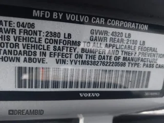 2006 Volvo S40 2.4L with VIN YV1MS382762220598, listed as a IAAI auction lot 41538927 with 115,966 mi miles. Bid and sale history available at carsss.com. Image 9.