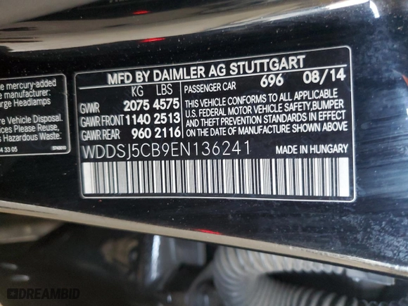 2014 Mercedes-Benz CLA-Class CLA 45 AMG with VIN WDDSJ5CB9EN136241, listed as a Copart auction lot 51498255 with 124,729 mi miles and Clean Title. Bid and sale history available at carsss.com. Image 12.